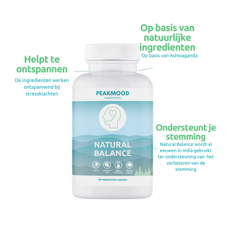 Natural Balance - 60 vega capsules met Ashwaganda - verbetert stemming en vitaliteit